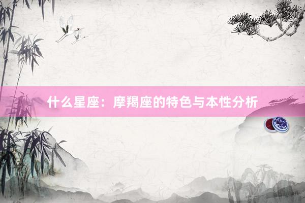 什么星座：摩羯座的特色与本性分析
